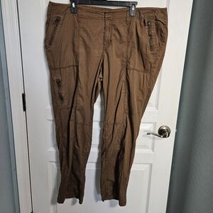APT 9 Stretch Cargo Utility Pants Tobacco Brown Womens Plus 18W